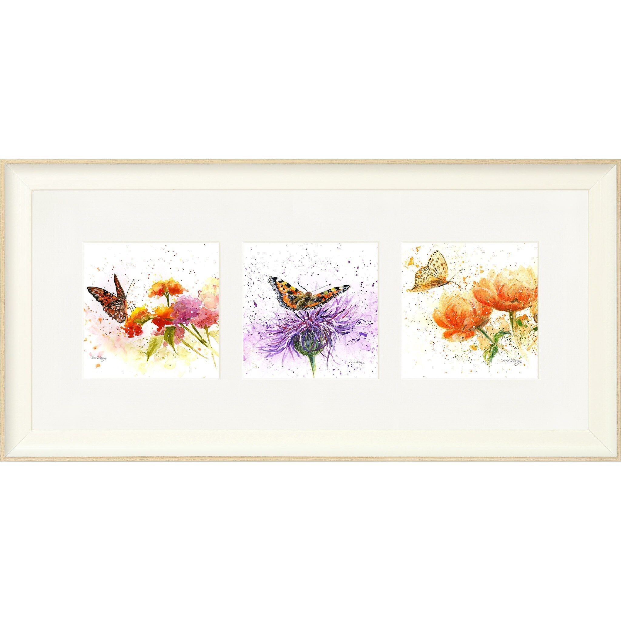 Floral 105 Triptych Framed Print