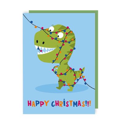 Dinosaur Lights Christmas Card Pack of 6