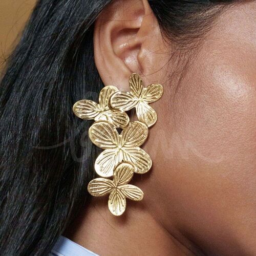 Boucles puces Lucile L - 1 pièce de 4 trèfles texturés 5x8cm