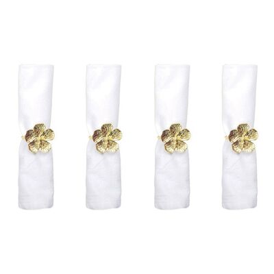 Lot de 4 ronds de serviettes fleurs dorées