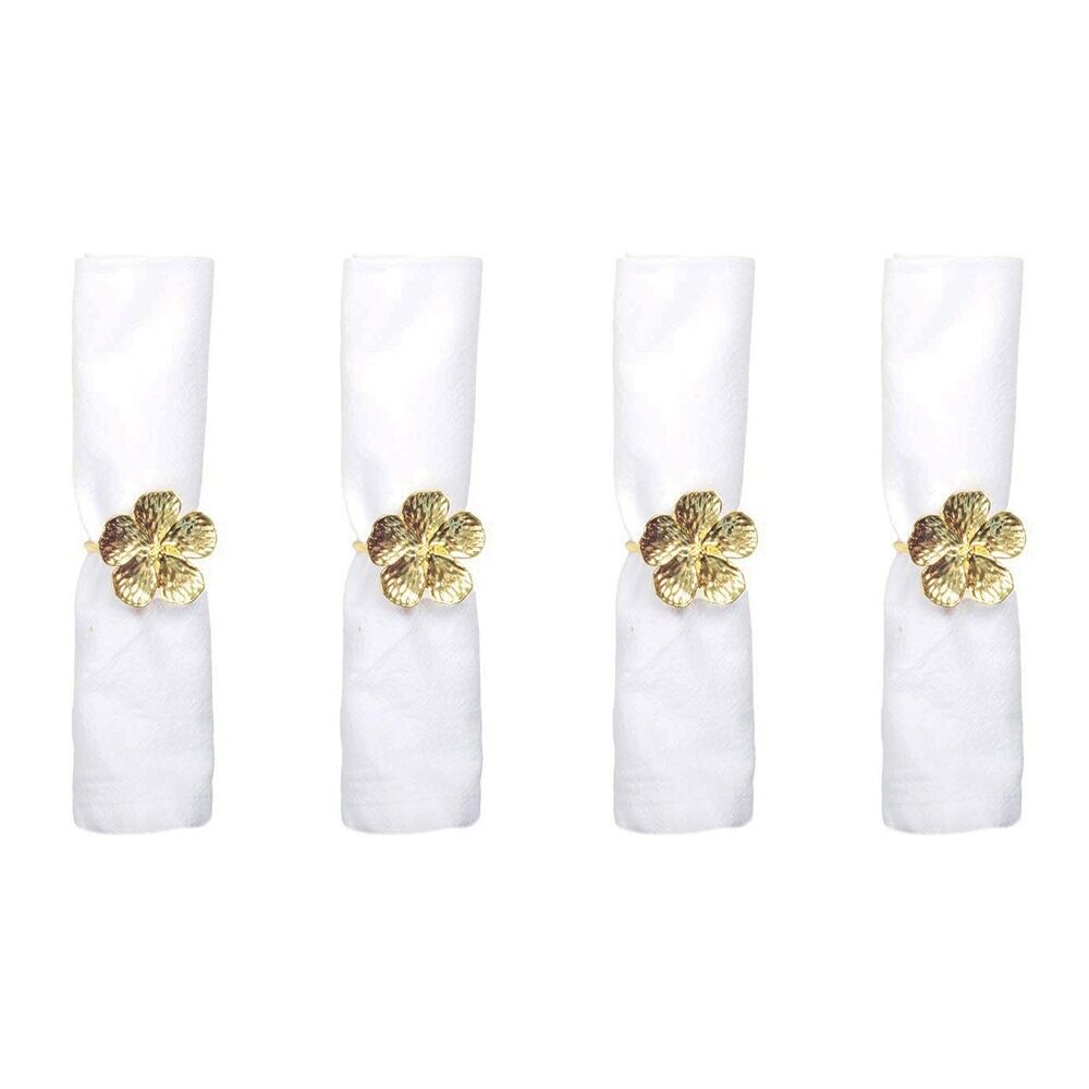 Set mit 4 goldenen Blumen-Serviettenringen