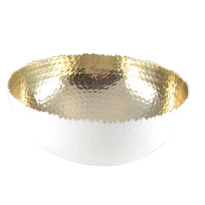 Hammered white and gold salad bowl 26x26x11.5cm