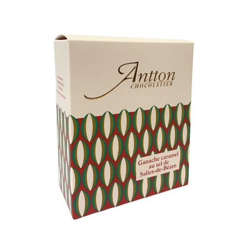 Boîte ganaches caramel et sel de Salies-de-Béarn chocolat lait 210g