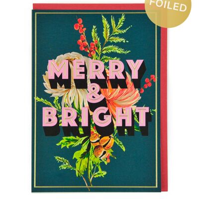 Feliz y brillante tarjeta de Navidad