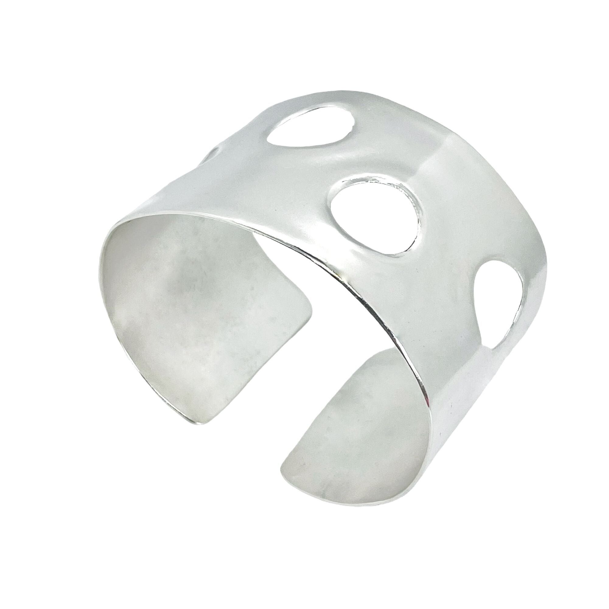 Bracciale largo "Laguna" in ottone argentato 7 micron