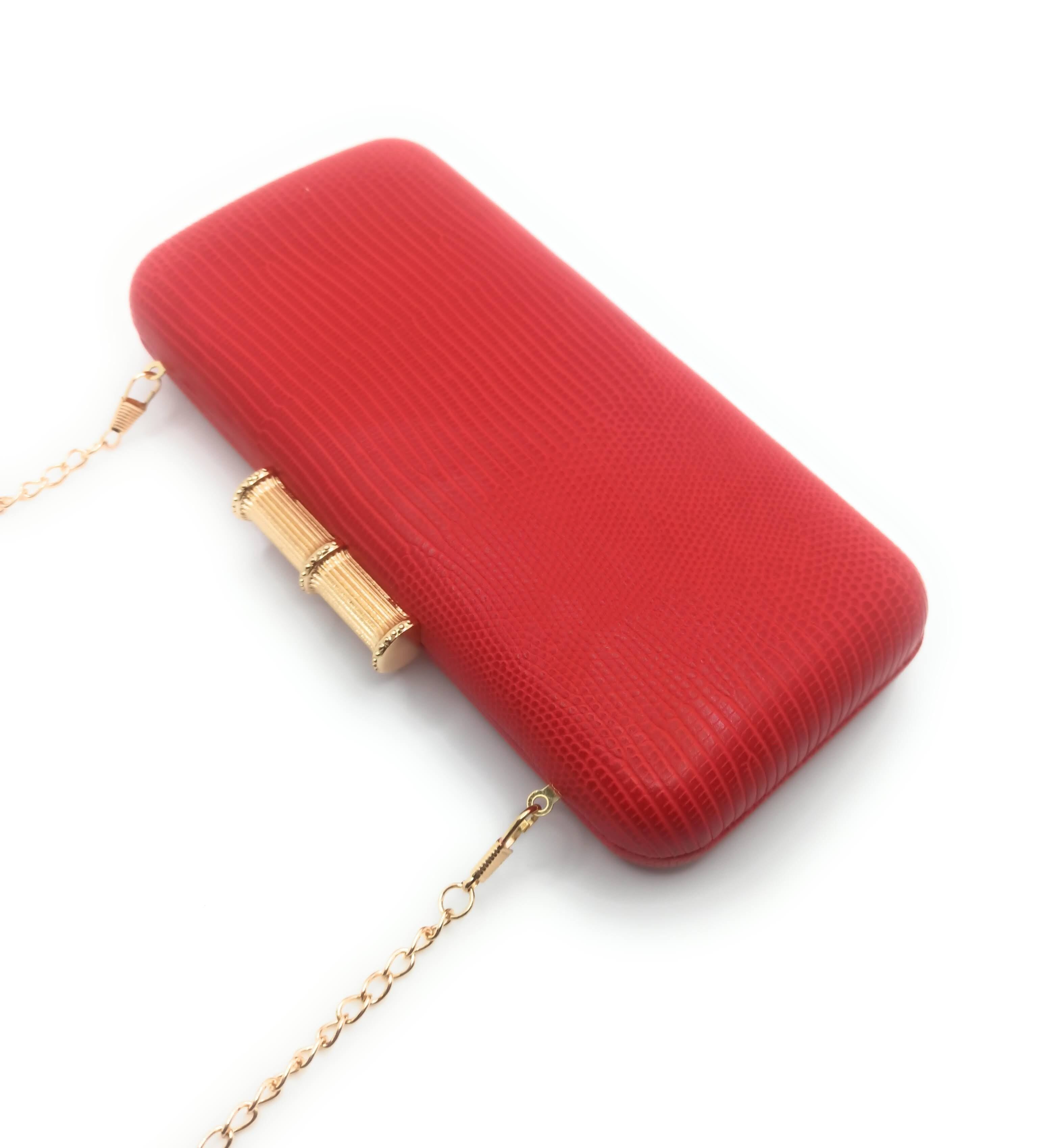 Cartera De Mano Bolso Fiesta Alargado · Bambú Rojo