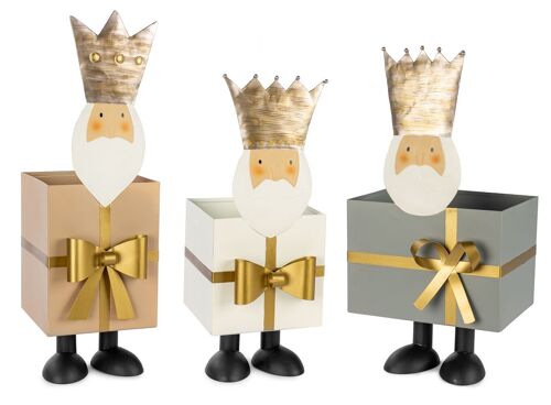 Geschenkbox König 3 sort. 40-48 cm, Box 15x15 cm + 15x20 cm VE 6