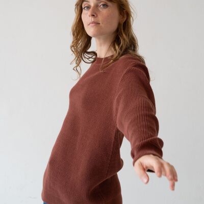Maglione Tam unisex in cotone organico nel colore Granato Rosella