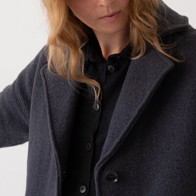 Manteau Tad 100% laine mérinos en gris écorce