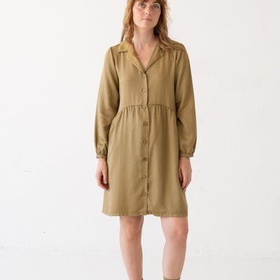 Tracy Shirt Dress 100% Tencel in Mustard