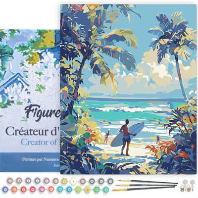 Peinture par Numéro Kit DIY - Journée ensoleillée à la plage - toile tendue sur châssis