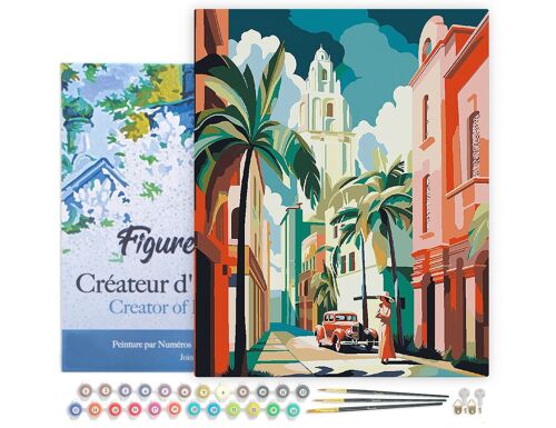 Peinture par Numéro Kit DIY - Cuba Art Déco - toile tendue sur châssis