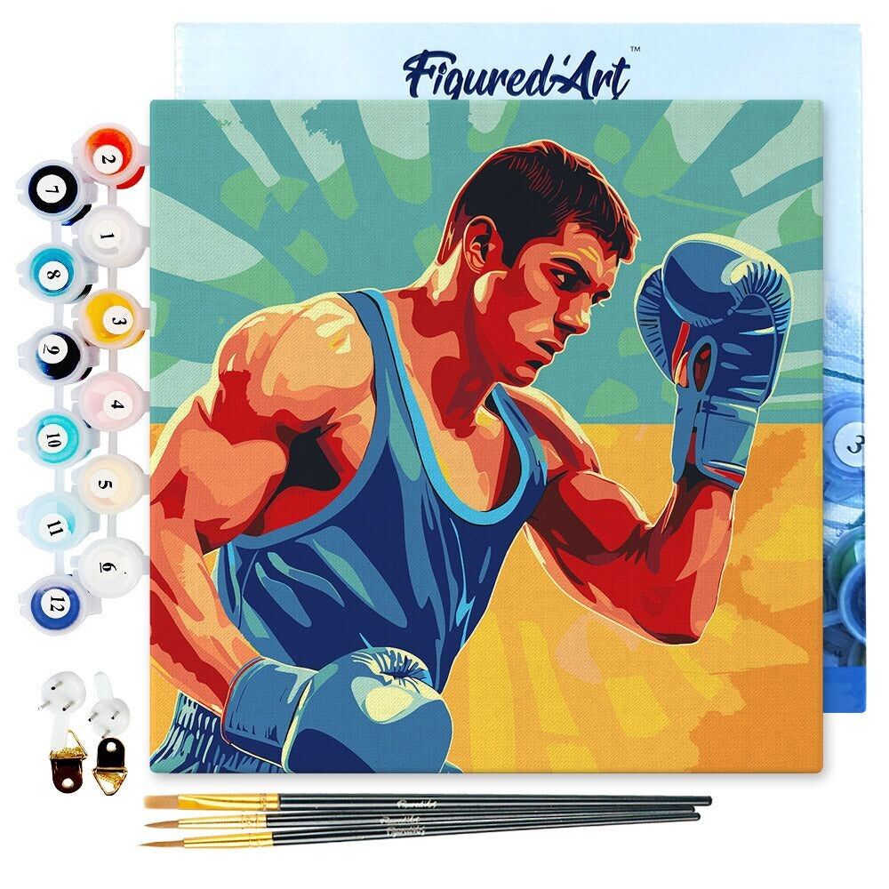Mini Painting by Numbers 20x20cm with frame Sports poster Boxing