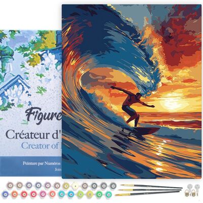 Kit fai da te per dipingere con i numeri - Surf sulle onde giganti - Tela tesa