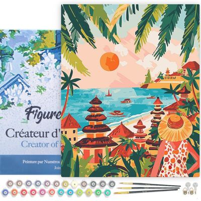 Kit fai da te per dipingere con i numeri - Bali al tramonto - Tela tesa