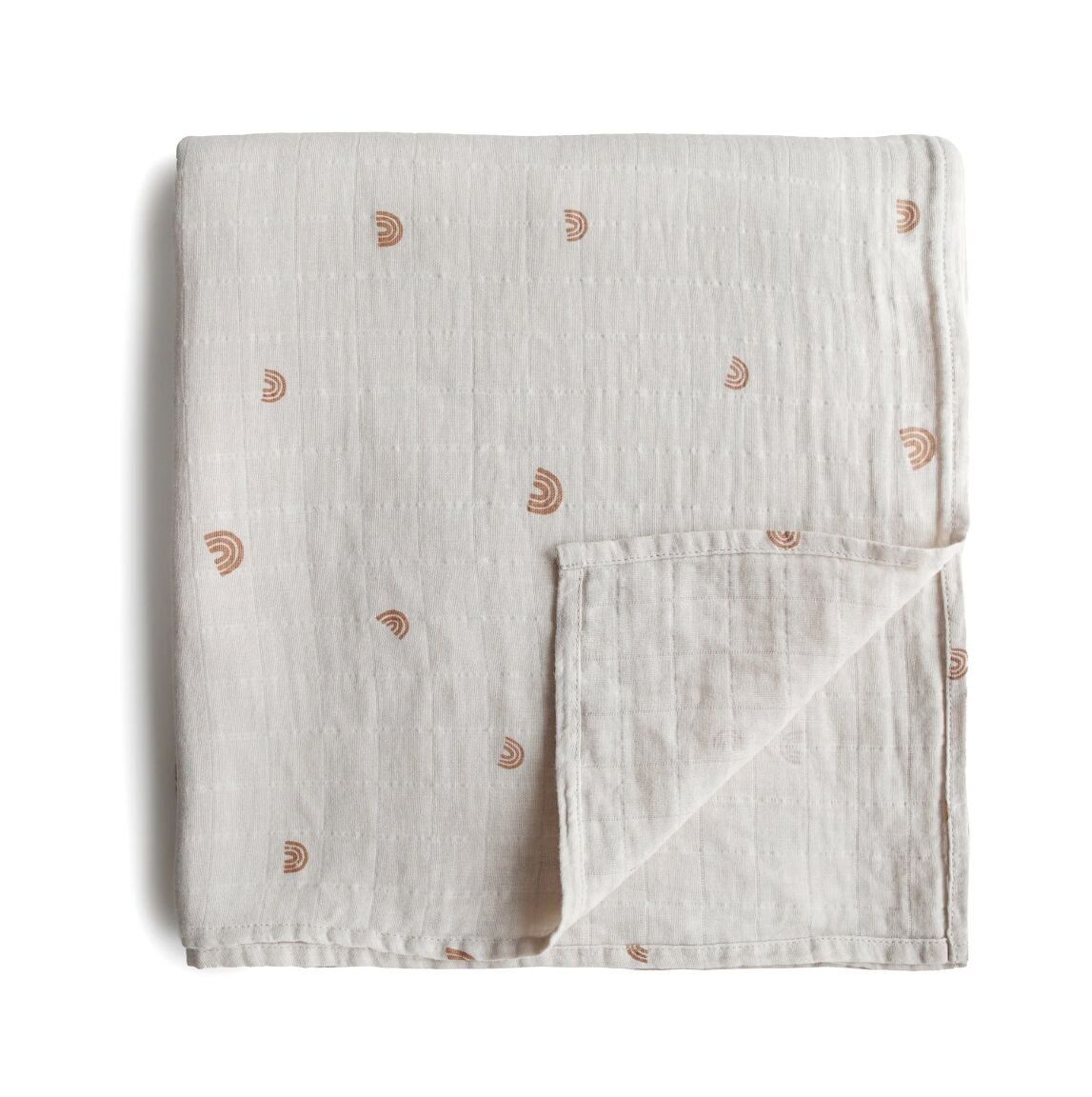 Mushie - Coperta in mussola di cotone biologico - Dimensioni: 120 x 120 cm - Colore arcobaleno