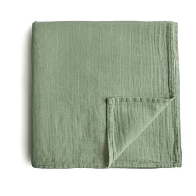 Mushie - Coperta in mussola di cotone biologico - Dimensioni: 120 x 120 cm - Colore salvia
