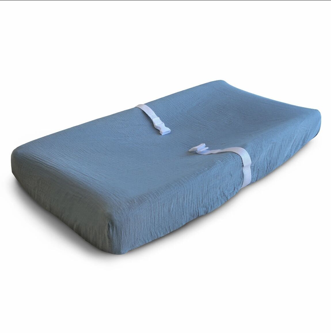 Mushie - Coprimaterasso lavabile - 81x41 cm - Fori per cinghie di sicurezza - Colore Tradewinds