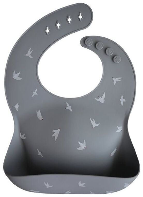 Mushie - Bavoir bébé en silicone - 100% sans BPA, BPS, PVC et phtalates - 28 x 24.1 x 4.19 cm - Coloris : motif Seagulls