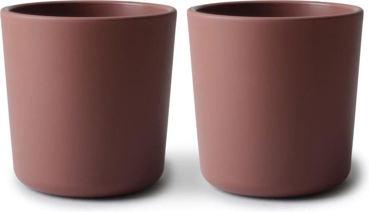 Mushie – Trinkbecher – 7,62 cm hoch – Fassungsvermögen: 225 ml – 2er-Set – 100 % BPA-, BPS-, PVS- und phthalatfreier Polypropylen-Kunststoff – Farbe Woodchuck