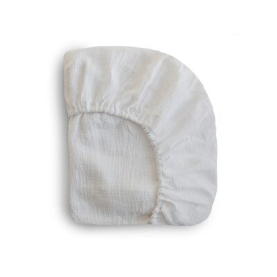 Lenzuolo con angoli per culla Mushie 61 x 96,5 cm - Mussola extra morbida e traspirante - 100% cotone biologico - Angoli elastici - Prelavato - Colore bianco