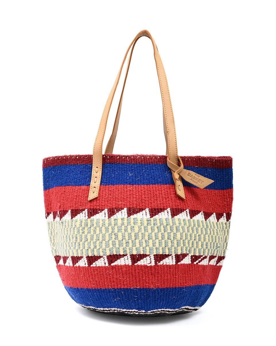 MATATA: Handwoven Blue and Red Wool Tote Bag