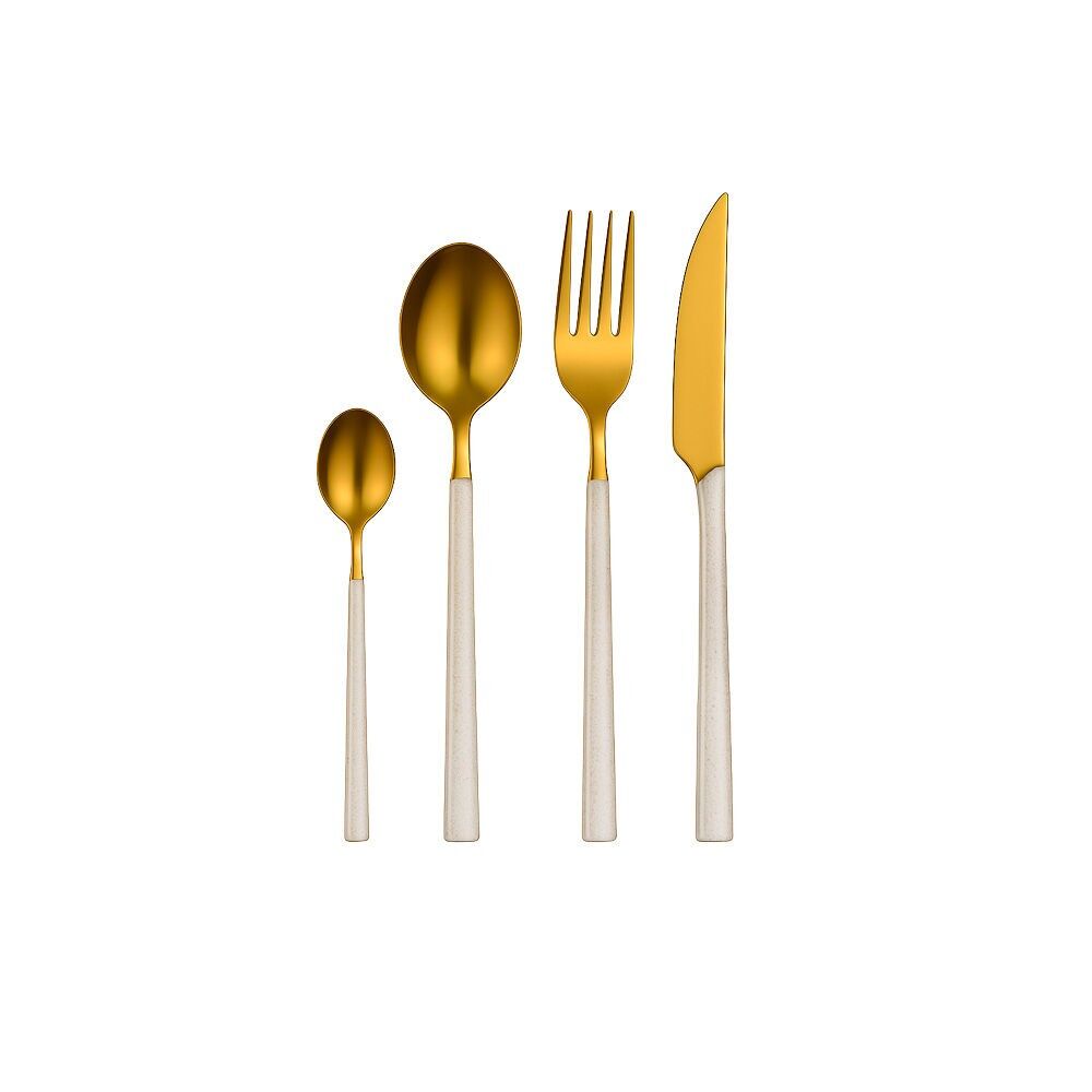 24-piece gold cutlery set with sequined handles