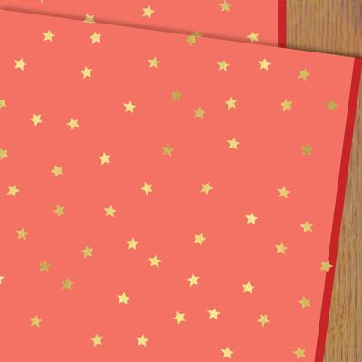 WP126 Carta da regalo con stelle di corallo in lamina d'oro