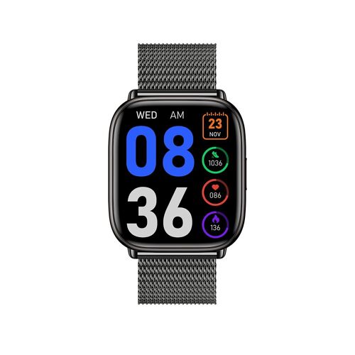 Montre Smarty mixte - OVERTAKE - SW081 - Boitier rectangulaire plastique et lunette métal - Bracelet en mailles milanaises