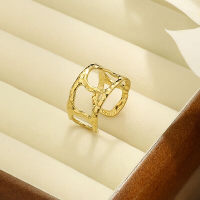 Anillo efecto martillado en acero inoxidable - BG310160
