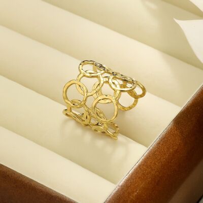 Bague effet martelée en acier inoxydable - BG310161