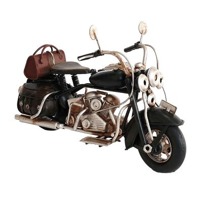 Modèle de moto rétro en métal 19 cm - Noir