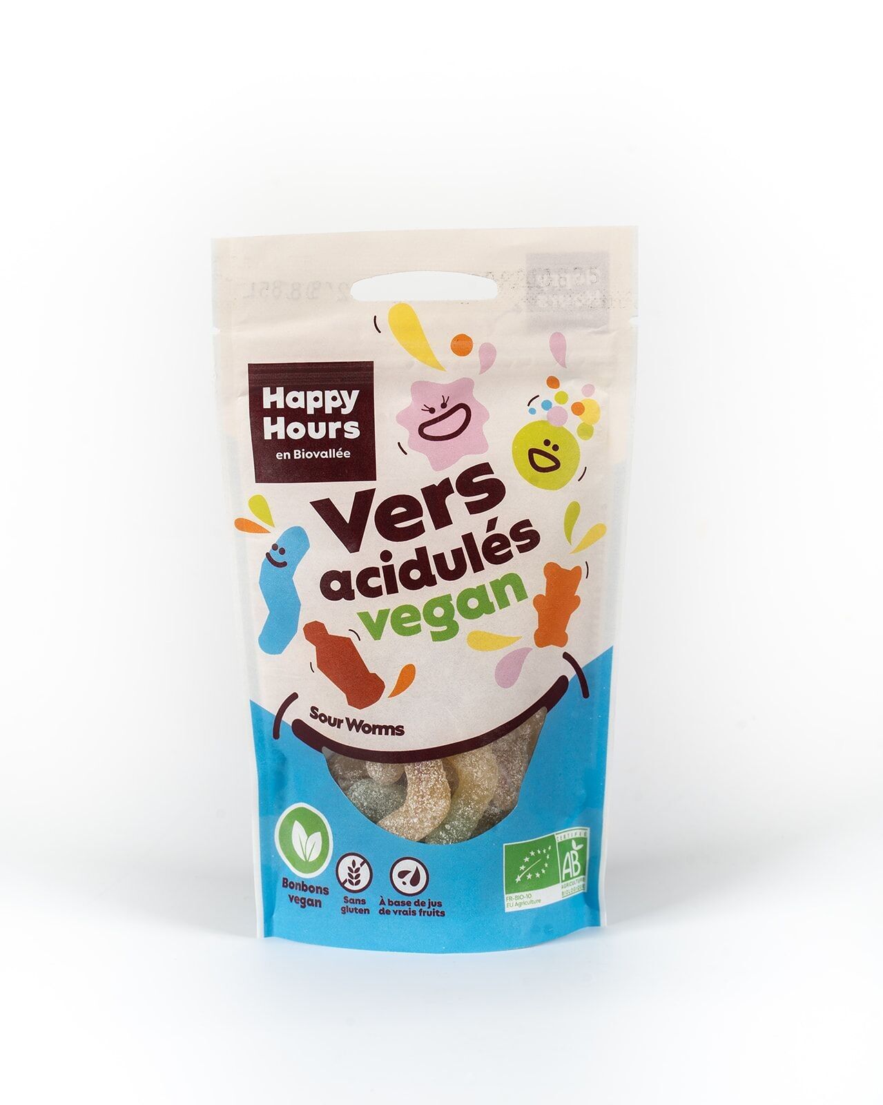 Sacchetto di caramelle vegane biologiche con verme acido -80 g