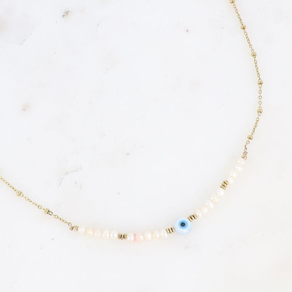 Collana Flavia - perle d'acqua dolce, pendente occhio