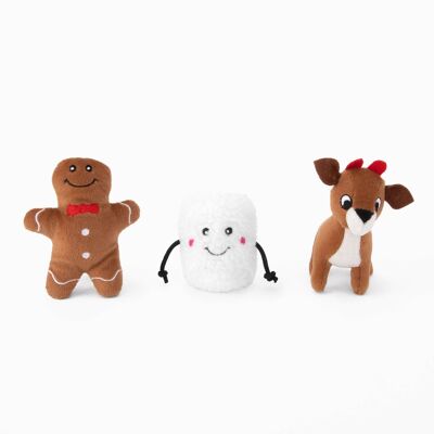 ZippyPaws Holiday Miniz - Santa's Friends (3-pack)