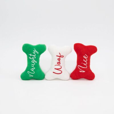 ZippyPaws Holiday Miniz - Naughty and Nice Bones (3-pack)