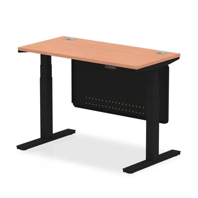 Bureau Slimline à hauteur réglable avec ports de câbles et panneau de modestie en acier