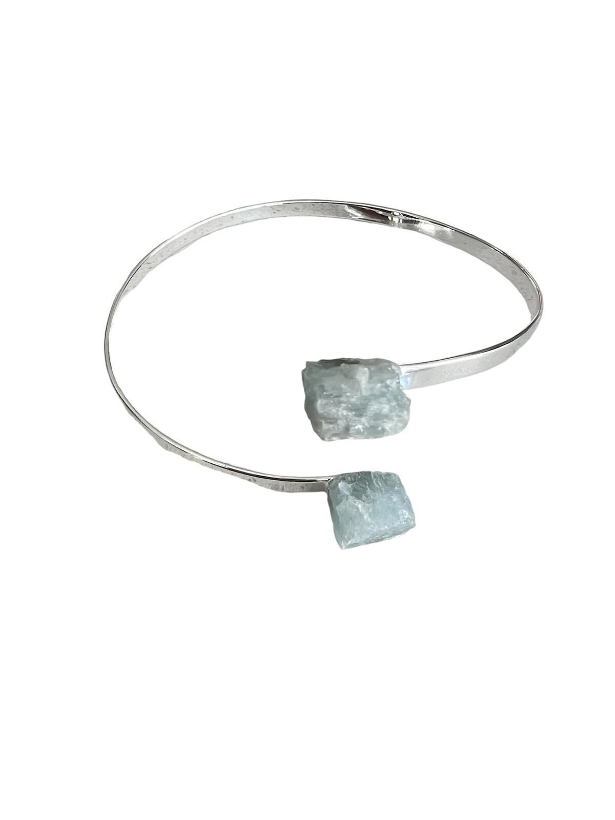 Bracciale Acquamarina galvanizzato in Argento - Dual Stone