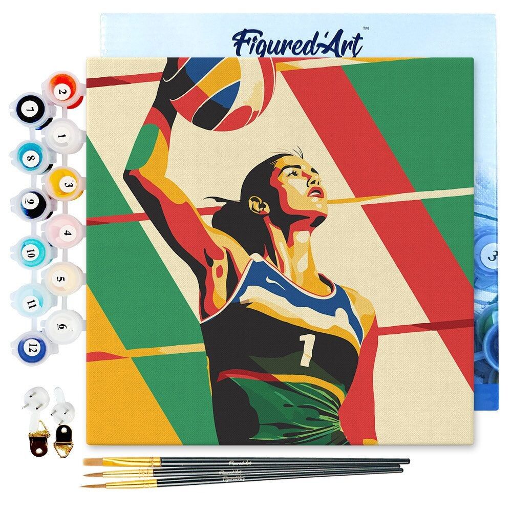 Mini Painting by Numbers 20x20cm with frame Sports poster Volleyball