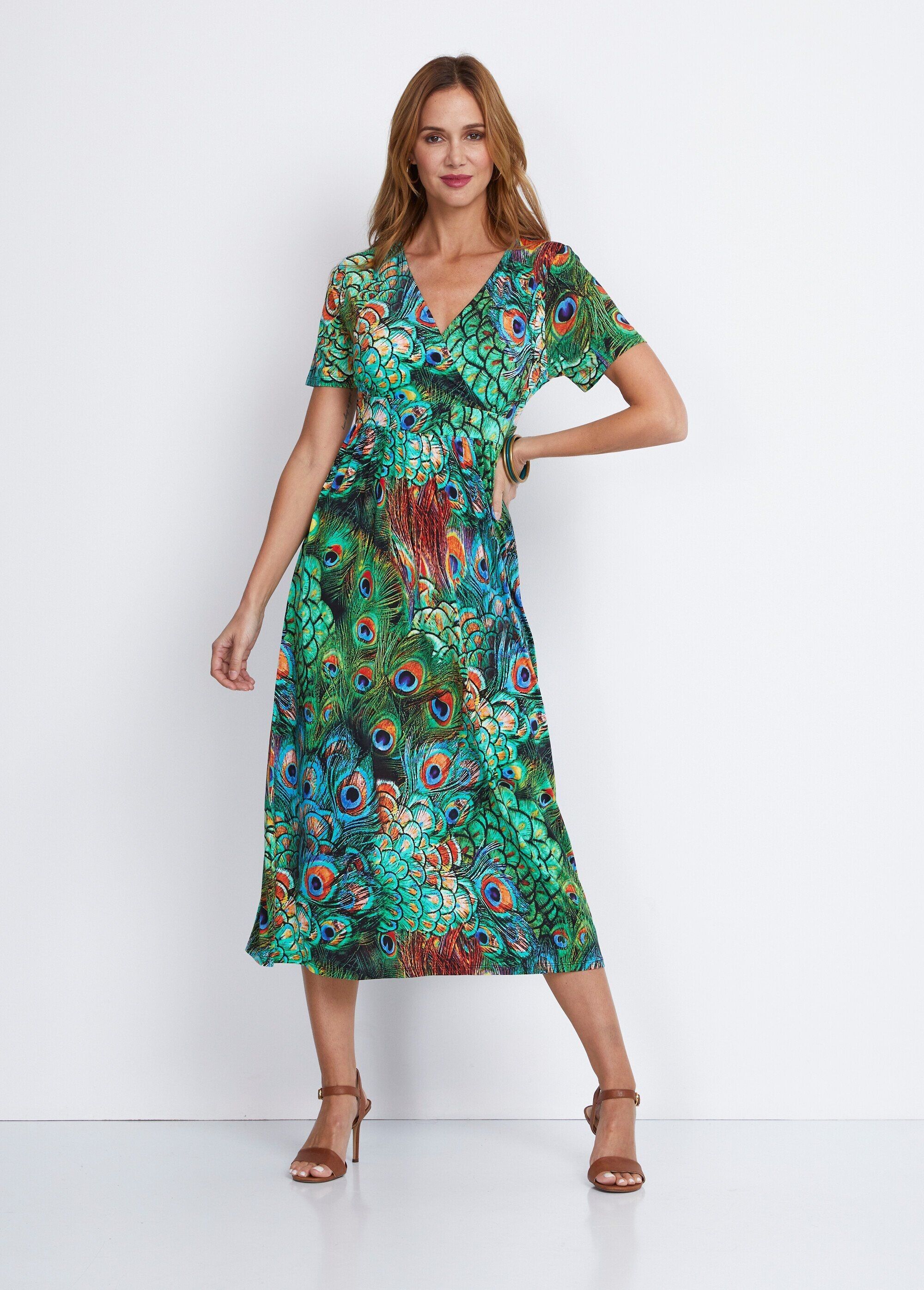 Long dress with wrap-over neckline