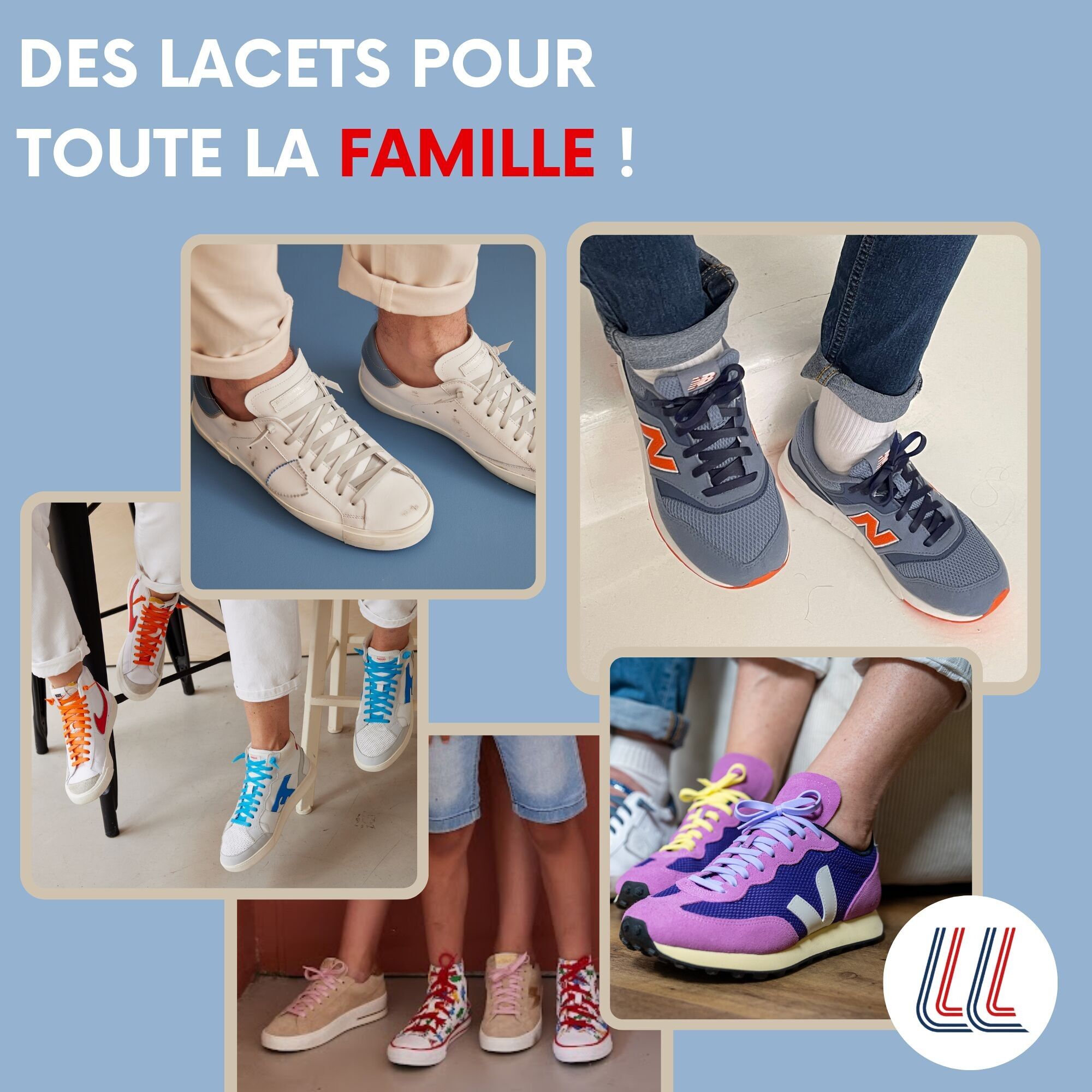 Lacets élastiques - 100% silicone - gamme pastel