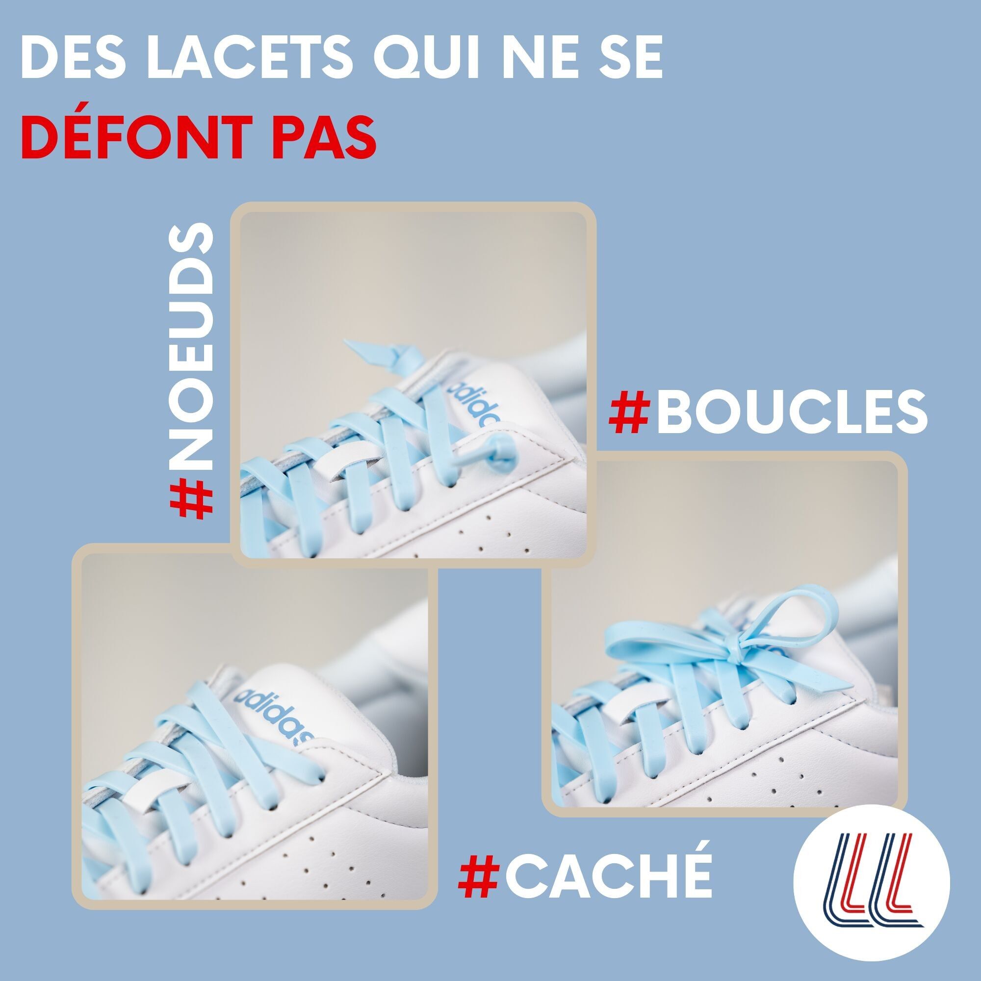 Lacets élastiques - 100% silicone - gamme pastel