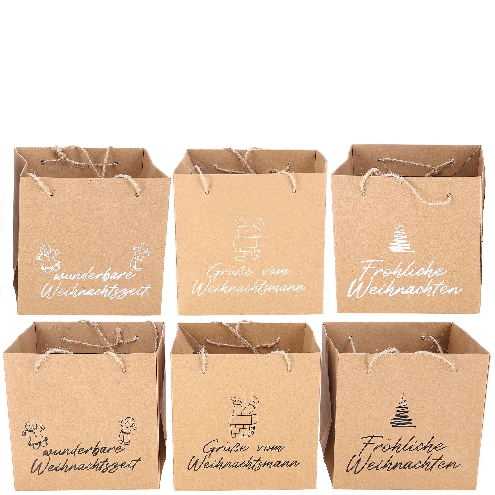 Papier Tasche Fest, 3 Motive, 2 Farben, L16cm, B16cm, H16cm, natur