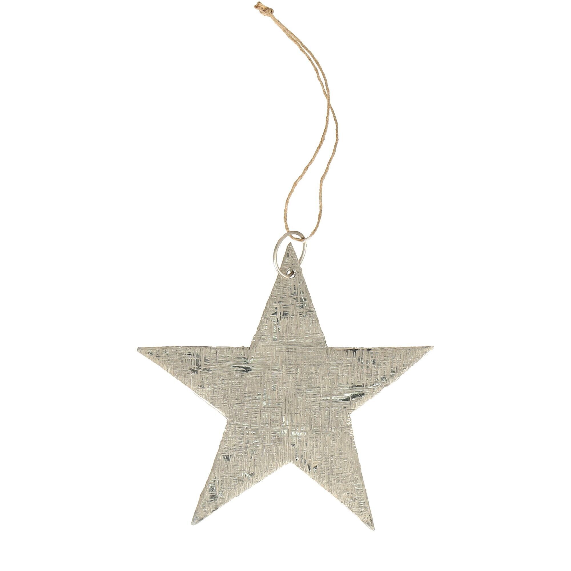 Étoile en métal Elena à suspendre, D16cm, martelage double face, argent