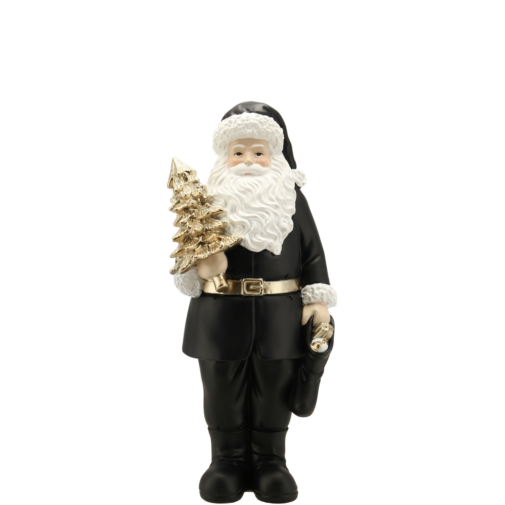 Babbo Joel in polietilene, con abete, L5,5 cm, L 4,5 cm, A 13 cm, nero