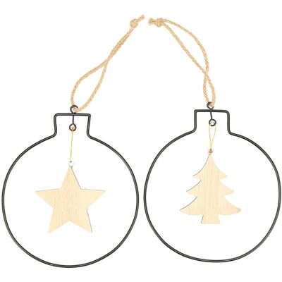 Percha de metal Yoofi para colgar, 2 motivos, Al. 17 cm, negro-natural