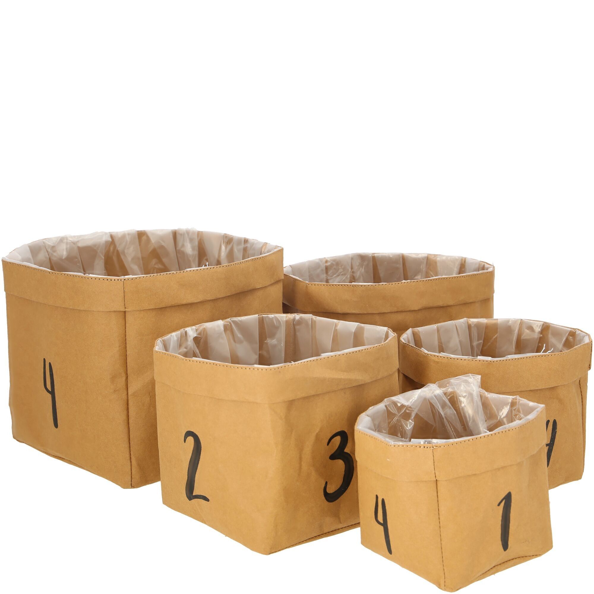 Busta di carta 1234, set da 5, D20/17/15/13/11 cm, naturale