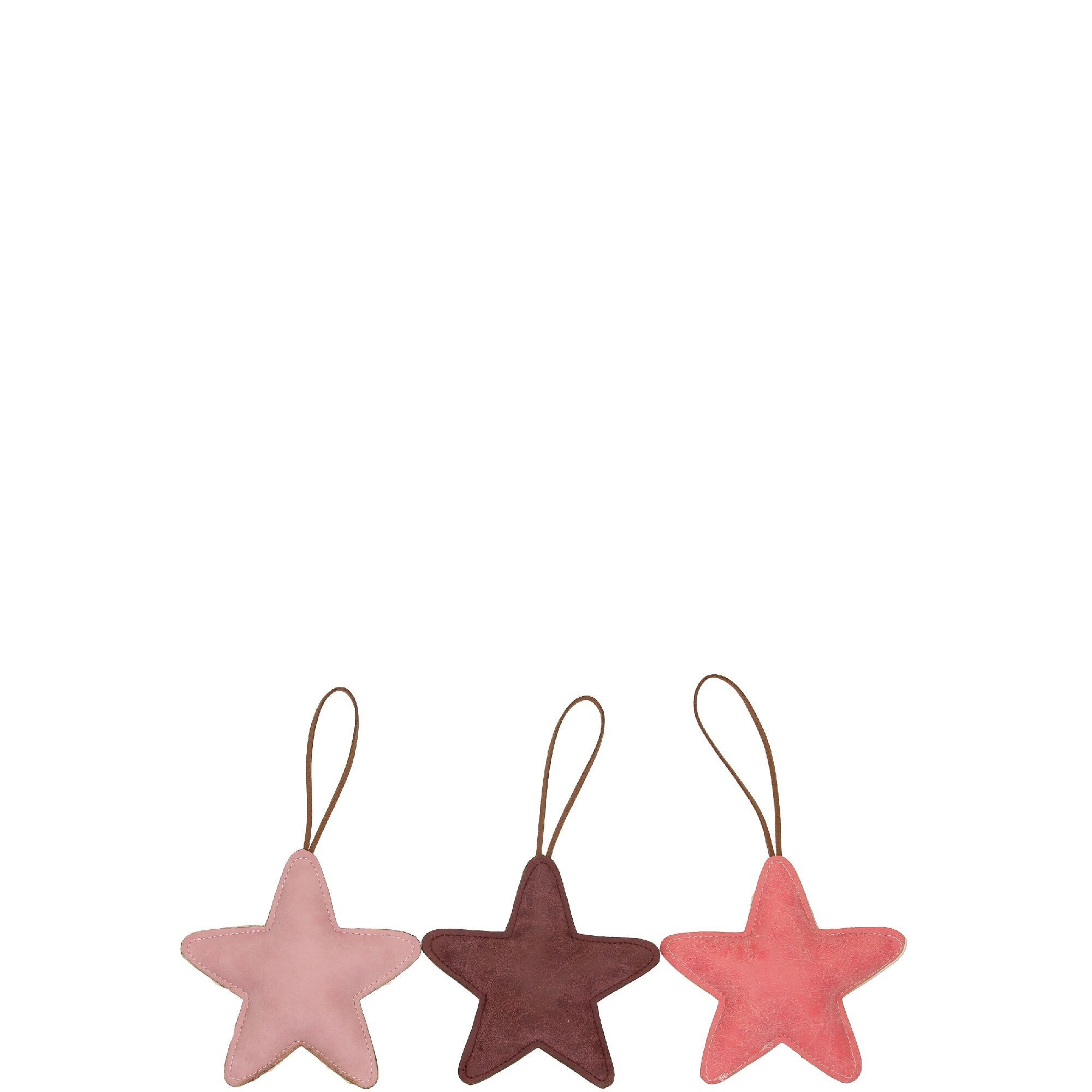 Kunst Leder-Stern Stellar zum Hängen, 3 Farben, D8cm, hellrosa/pink/dunkelrosa