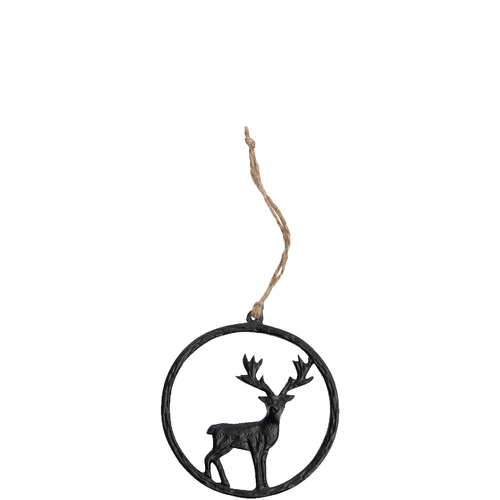 Anillo de metal Gela ciervo, para colgar, D15cm, negro