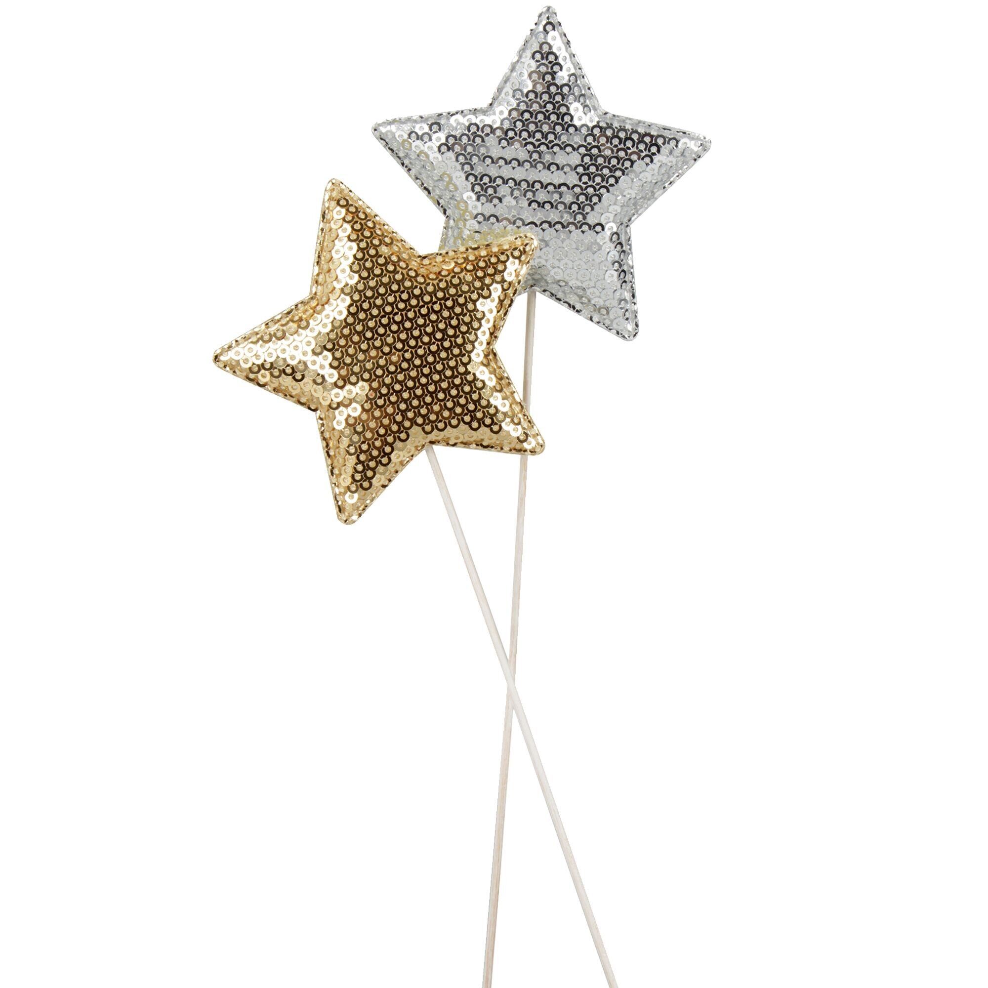 Stella di paillettes lucida, da incollare, 2 colori, H7,5 cm, oro/argento